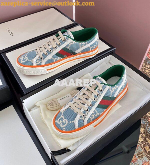 Replica Men Women's Gucci Tennis 1977 Sneaker 606110 Light Blue 5