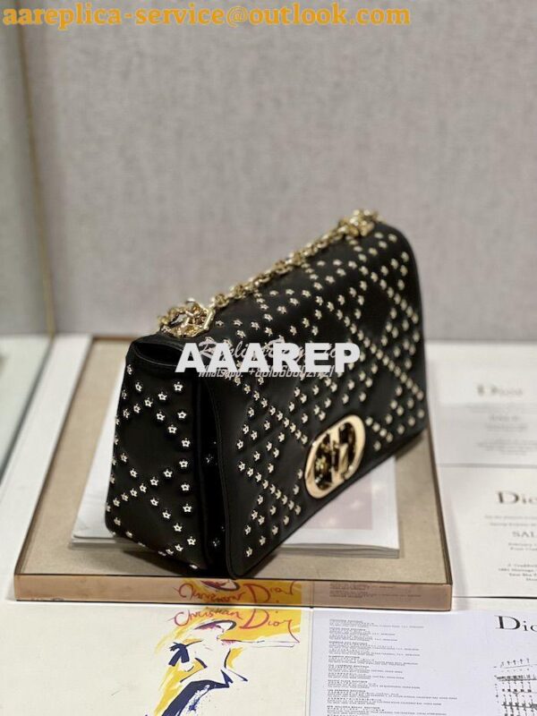 Replica Dior Medium Large Caro Bag Black Gold Lucky Star Cannage Lambs 13