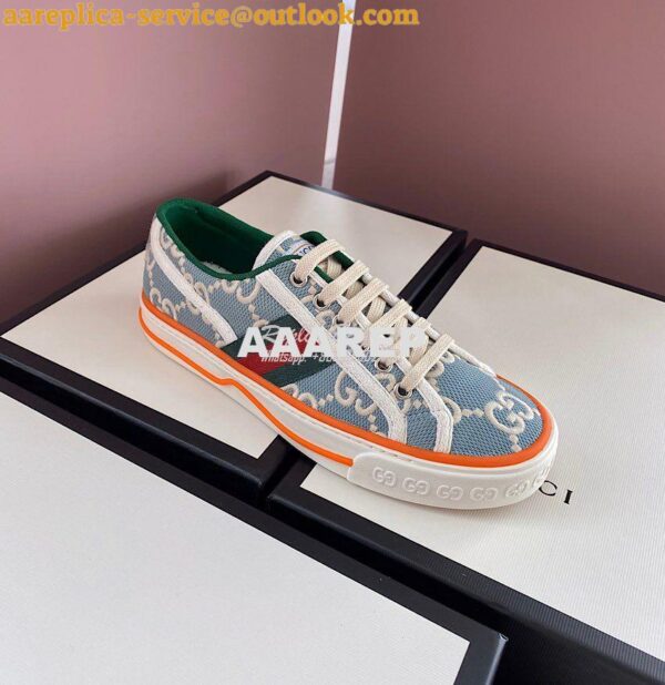 Replica Men Women's Gucci Tennis 1977 Sneaker 606110 Light Blue 6