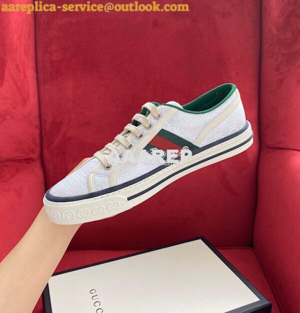 Replica Men Women's Gucci Tennis 1977 Sneaker 606110 White Mini GG Jac 6
