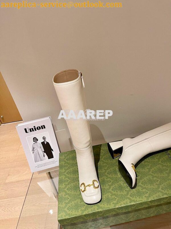 Replica Gucci Women's Knee-High Boot With Horsebit 643889 White 9