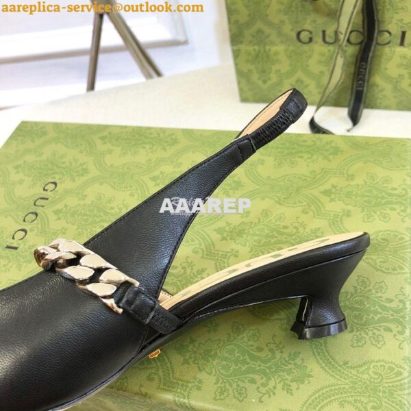 Replica Gucci Women's Leather Pump With Horsebit Slingback 616596 Blac 8