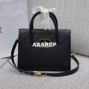 Replica Dior Medium St Honoré Tote Black Grained Calfskin M9321U 2