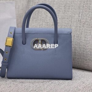 Replica Dior Medium St Honoré Tote Cloud Blue Grained Calfskin M9321U 2