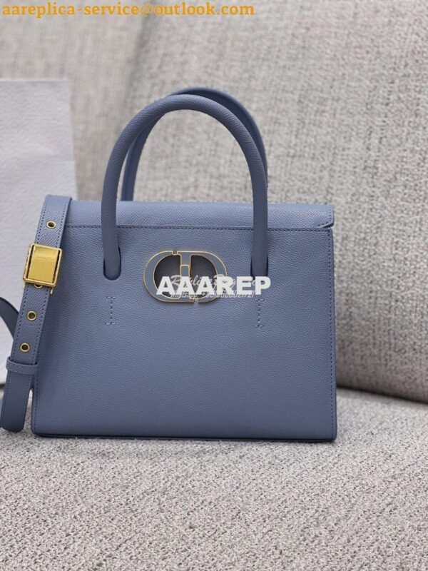 Replica Dior Medium St Honoré Tote Cloud Blue Grained Calfskin M9321U 4