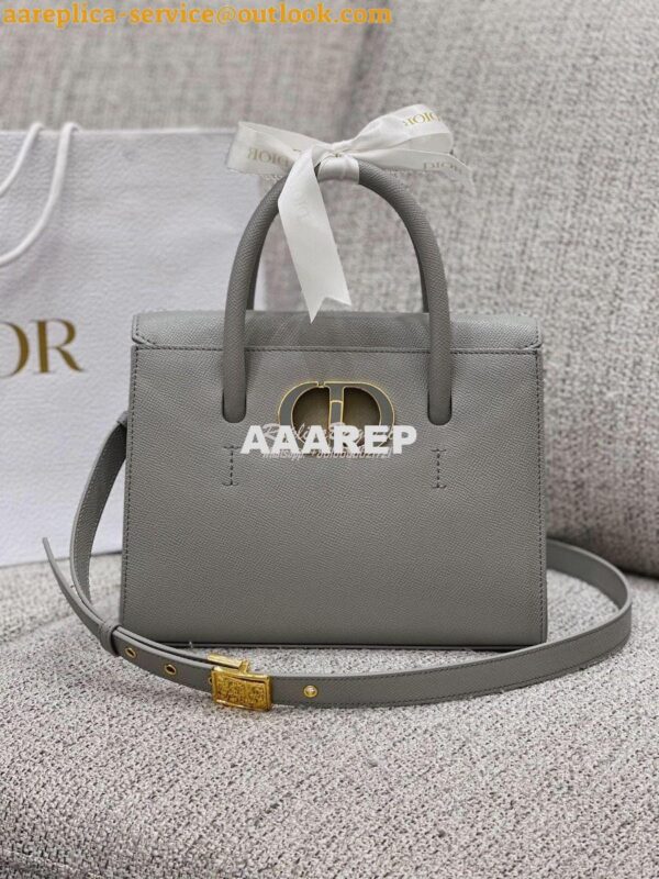 Replica Dior Medium St Honoré Tote Gray Grained Calfskin M9321U 3