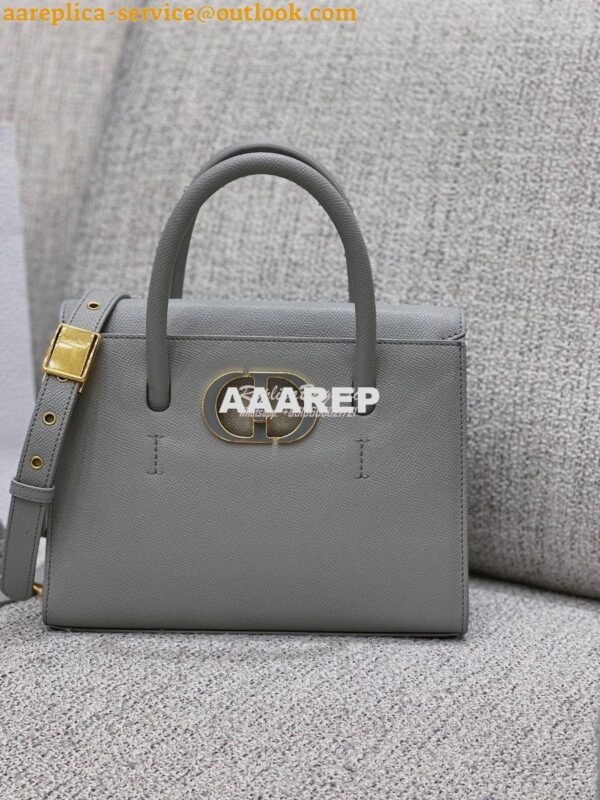 Replica Dior Medium St Honoré Tote Gray Grained Calfskin M9321U 4