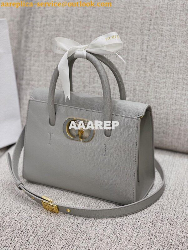 Replica Dior Medium St Honoré Tote Gray Grained Calfskin M9321U 5