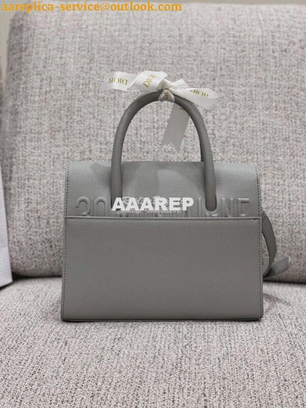 Replica Dior Medium St Honoré Tote Gray Grained Calfskin M9321U 6