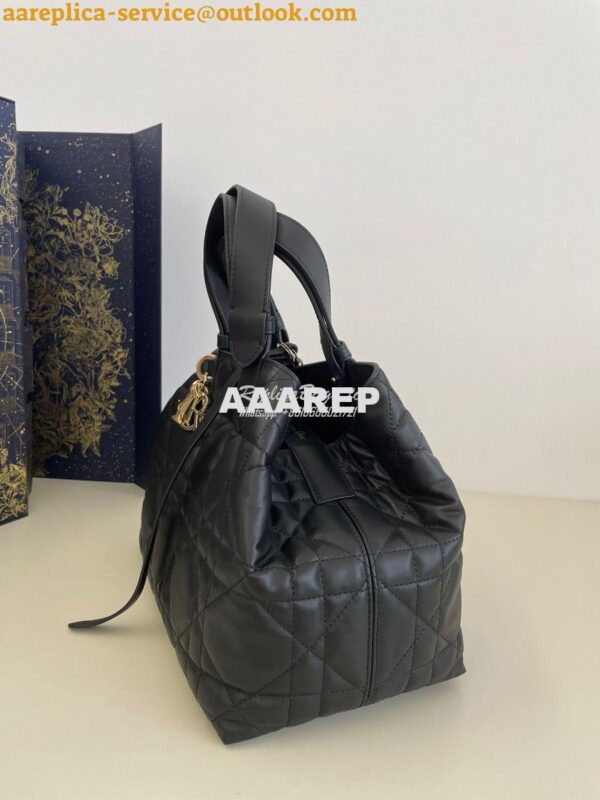 Replica Dior Medium Toujours Bag in Macrocannage Calfskin M2821O Black 4