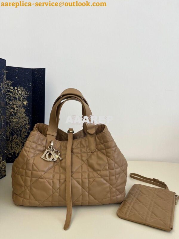 Replica Dior Medium Toujours Bag in Macrocannage Calfskin M2821O Tan 3