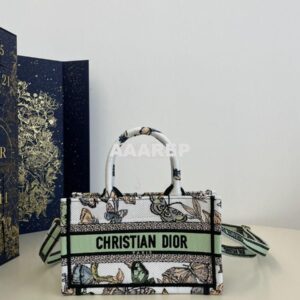 Replica Dior Mini Book Tote With Strap White Toile de Jouy Mexico Embr