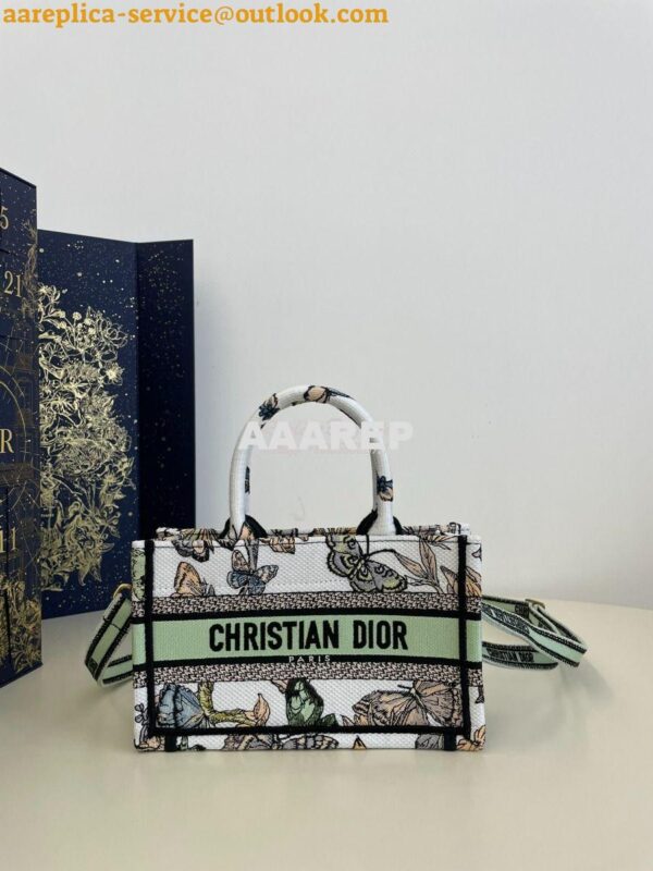 Replica Dior Mini Book Tote With Strap White Toile de Jouy Mexico Embr 3