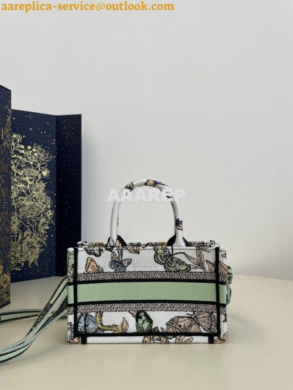 Replica Dior Mini Book Tote With Strap White Toile de Jouy Mexico Embr 9