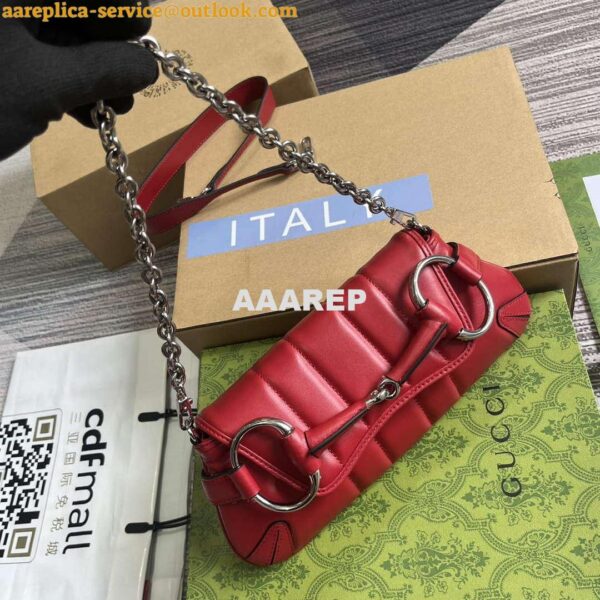 Replica Gucci 764339 Gucci Horsebit Chain Small Shoulder Bag Red 5