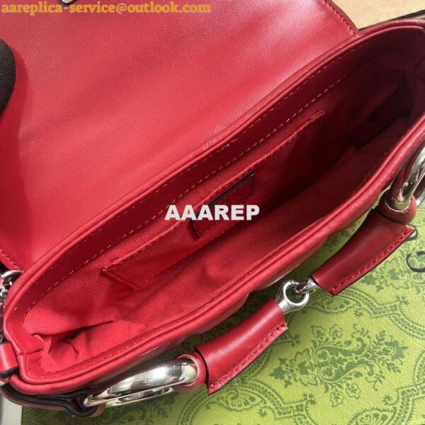 Replica Gucci 764339 Gucci Horsebit Chain Small Shoulder Bag Red 9