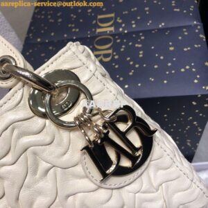 Replica Dior Mini Chalk White Lady Dior Wavy Shiny Crinkled Lambskin B 2