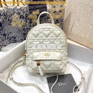 Replica Dior Mini Dioramour Backpack Latte Cannage Lambskin with Heart