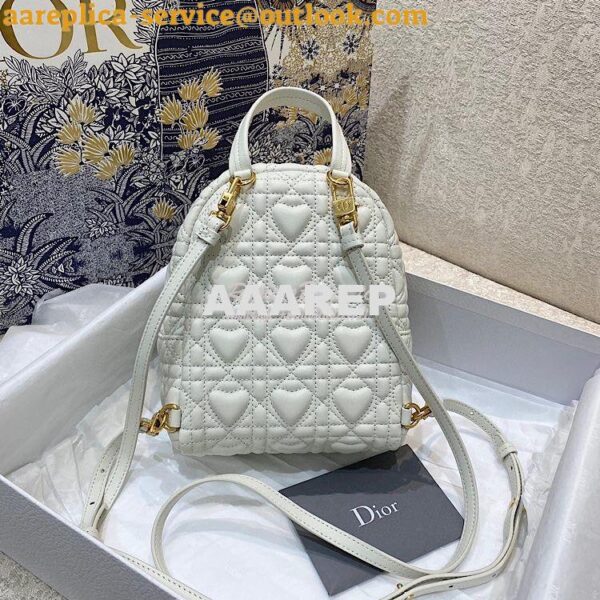 Replica Dior Mini Dioramour Backpack Latte Cannage Lambskin with Heart 9