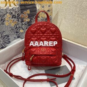 Replica Dior Mini Dioramour Backpack Red Cannage Lambskin with Heart M