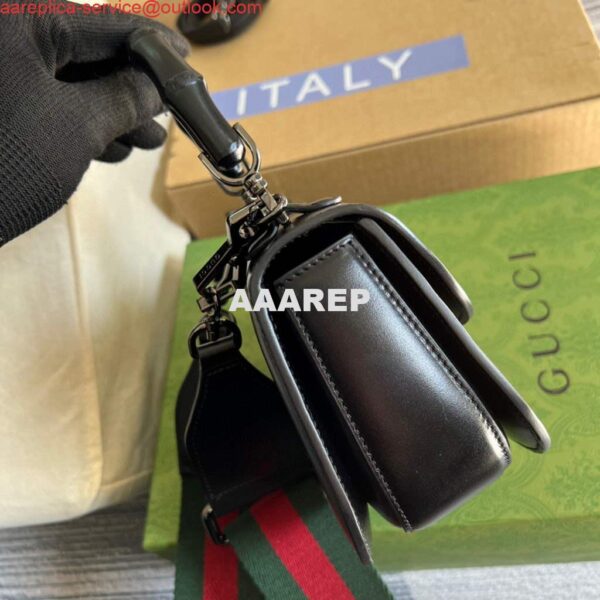 Replica Gucci Bamboo1947 Mini top handle bag 686864 Black 4