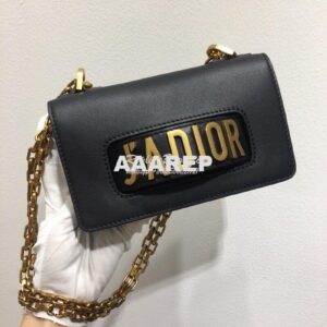 Replica Dior Mini J'adior Flap Bag In Black Smooth Calfskin