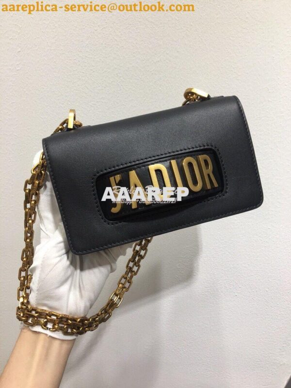 Replica Dior Mini J'adior Flap Bag In Black Smooth Calfskin