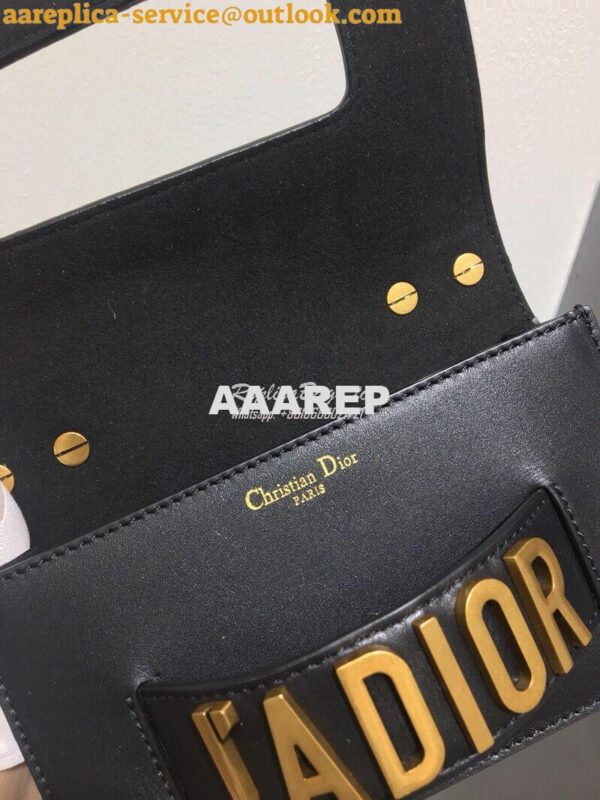 Replica Dior Mini J'adior Flap Bag In Black Smooth Calfskin 5