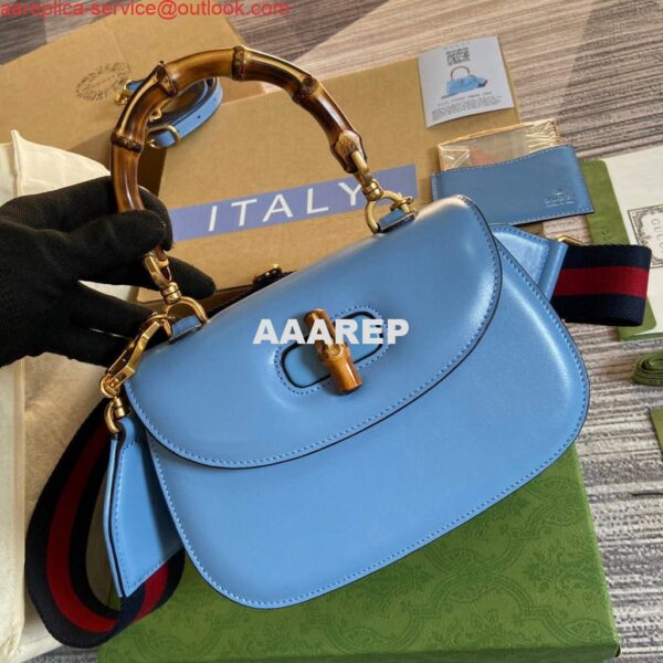 Replica Gucci Bamboo1947 small top handle bag 675797 Blue 5