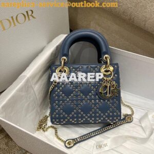 Replica Dior Mini Lady Dior Bag Denim Blue Lucky Star Cannage Lambski