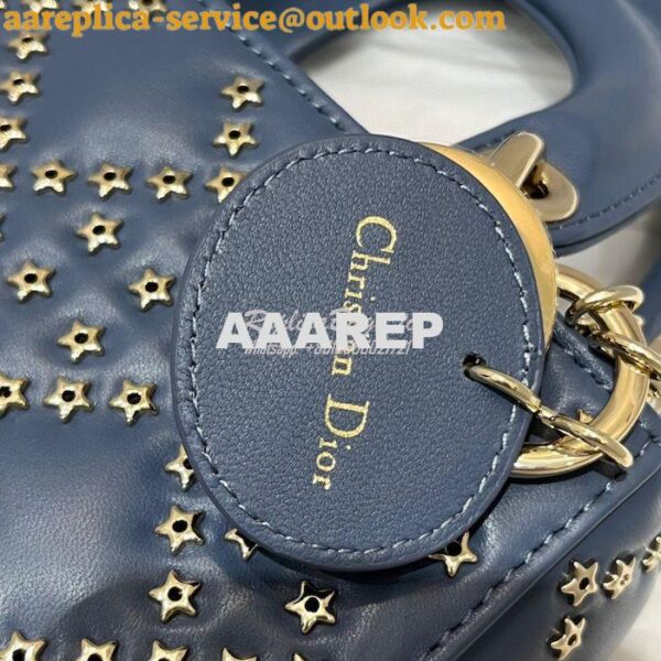 Replica Dior Mini Lady Dior Bag Denim Blue Lucky Star Cannage Lambski 5