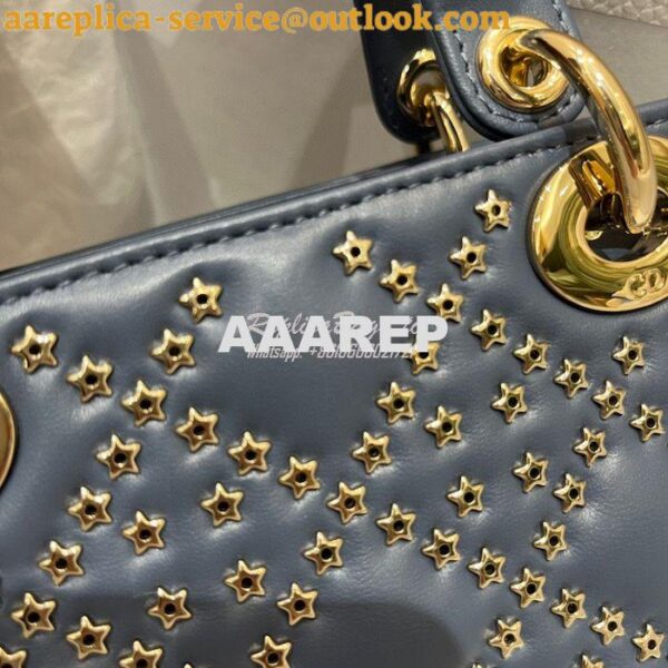 Replica Dior Mini Lady Dior Bag Denim Blue Lucky Star Cannage Lambski 6