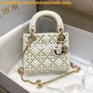 Replica Dior Mini Lady Dior Bag Latte Lucky Star Cannage Lambskin M050