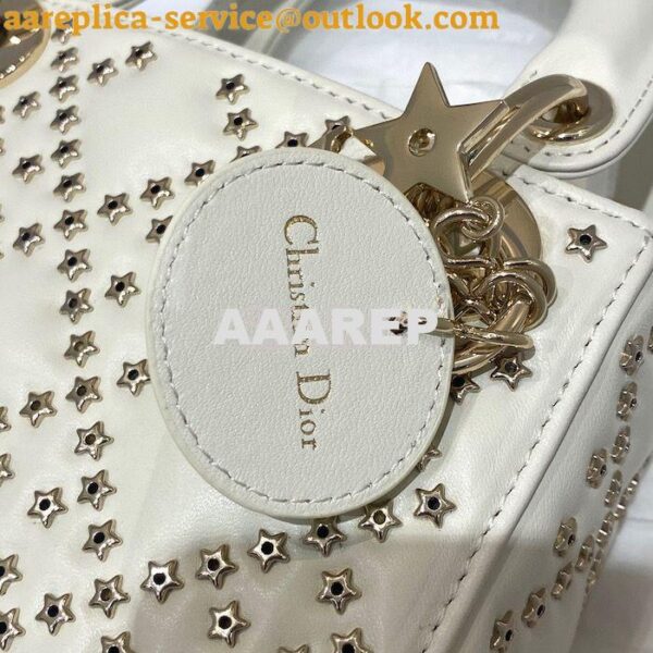 Replica Dior Mini Lady Dior Bag Latte Lucky Star Cannage Lambskin M050 5