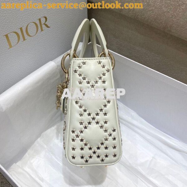 Replica Dior Mini Lady Dior Bag Latte Lucky Star Cannage Lambskin M050 7