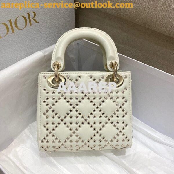 Replica Dior Mini Lady Dior Bag Latte Lucky Star Cannage Lambskin M050 8