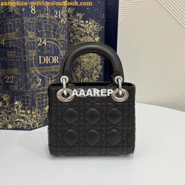 Replica Dior Mini Lady Dior Bag Quilted Natural Lambskin Leather Black 8