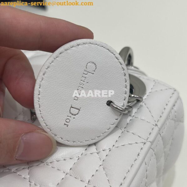 Replica Dior Mini Lady Dior Bag Quilted Natural Lambskin Leather White 8