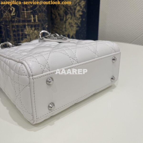 Replica Dior Mini Lady Dior Bag Quilted Natural Lambskin Leather White 11