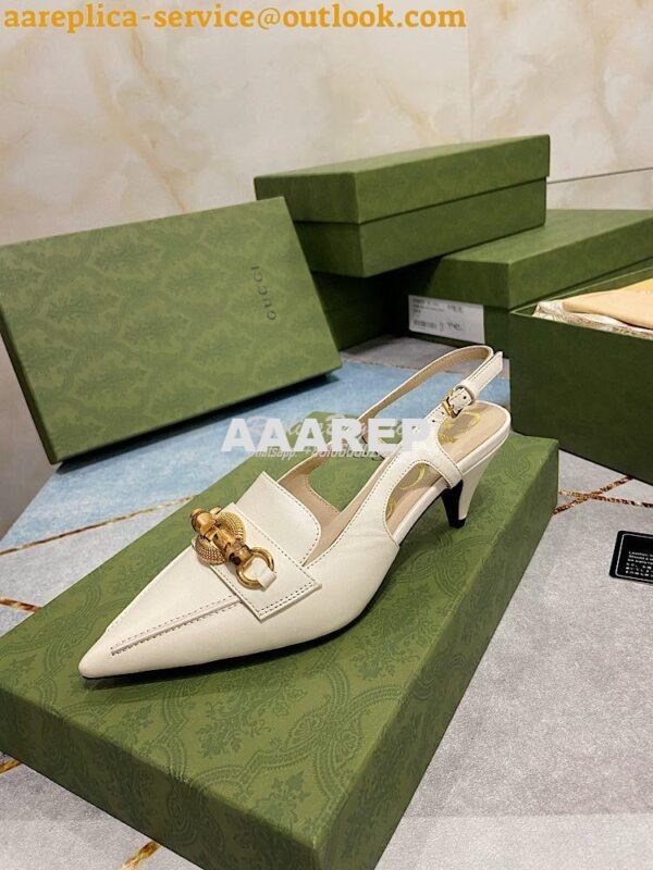 Replica Gucci Women's Pump With Bamboo Horsebit 658818 White 3