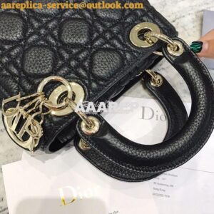 Replica Dior Mini Lady Dior in Grained Calfskin Black 2