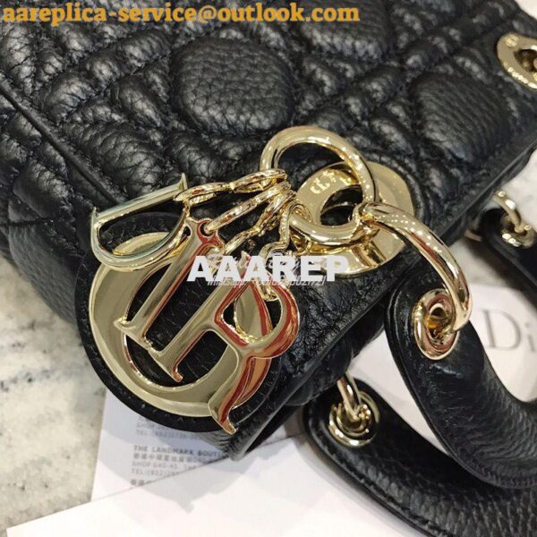 Replica Dior Mini Lady Dior in Grained Calfskin Black 5