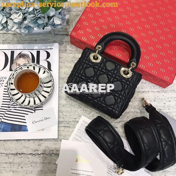 Replica Dior Mini Lady Dior in Grained Calfskin Black 10