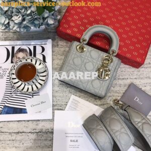 Replica Dior Mini Lady Dior in Grained Calfskin Grey