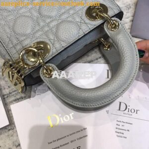 Replica Dior Mini Lady Dior in Grained Calfskin Grey 2