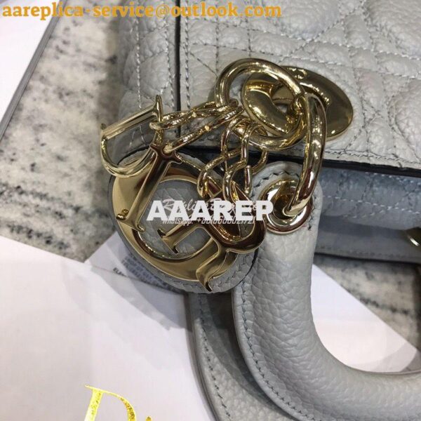 Replica Dior Mini Lady Dior in Grained Calfskin Grey 5