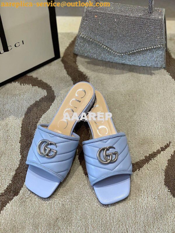 Replica Gucci Women's Slide w Double G 629730 Blue 6