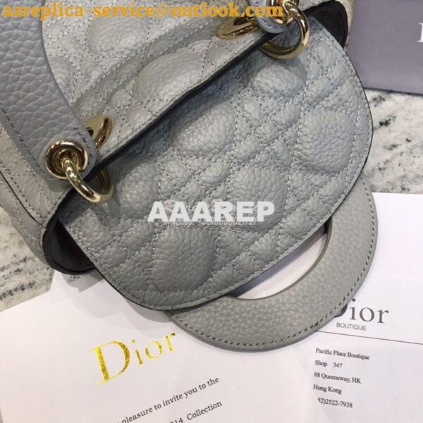 Replica Dior Mini Lady Dior in Grained Calfskin Grey 7