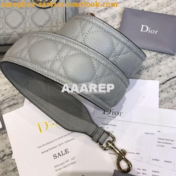 Replica Dior Mini Lady Dior in Grained Calfskin Grey 9