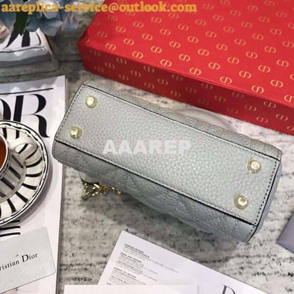 Replica Dior Mini Lady Dior in Grained Calfskin Grey 11